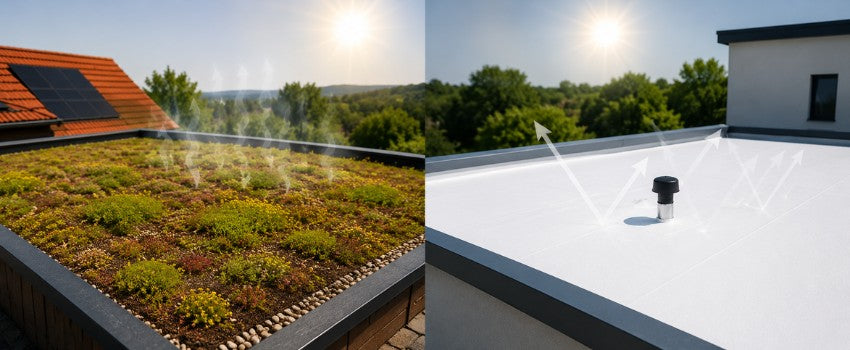 Aufgeheizte Dachflächen im Sommer